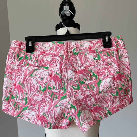Lilly Pulitzer The Walsh Prep Green Pink Colony short size 0 flamingo resort EUC - Picture 14 of 16